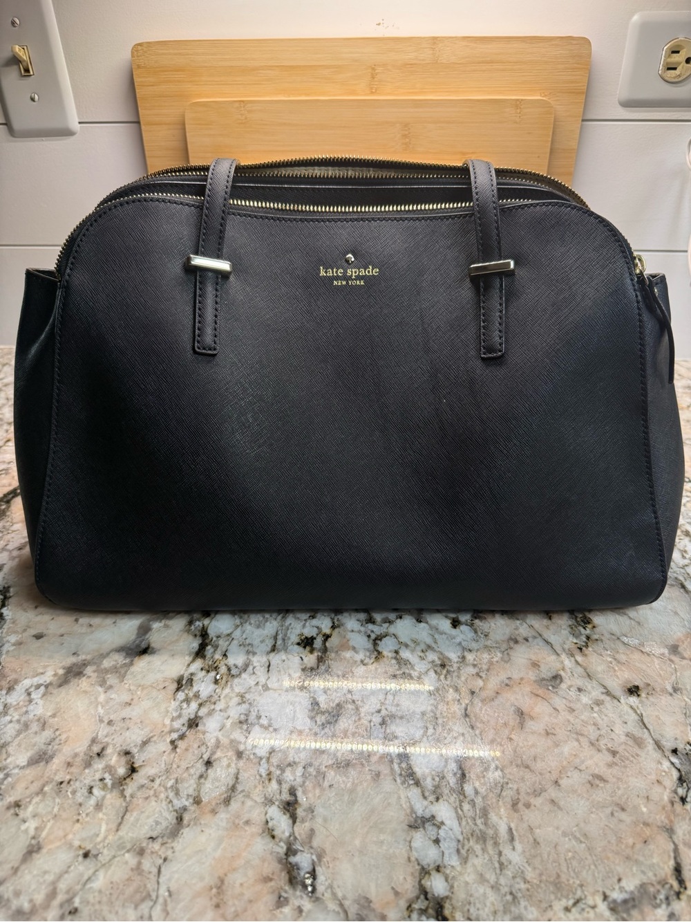 Kate Spade Cedar Street Elissa Tote Bag, Black Saffiano Leather